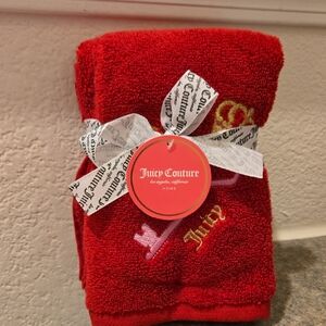 Juicy Couture Red Towel with Gold Embroidery Nwt